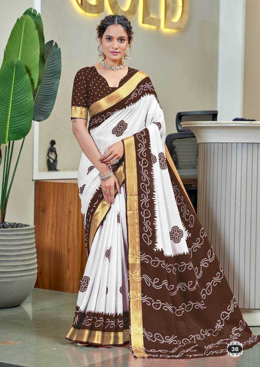 Bandhani Printed Cotton Sarees - MYLUXURY LANE ENTERPRISE